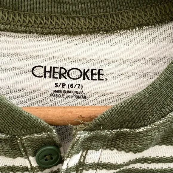 NWT Cherokee Green Stripe Long Sleeve Henley Shirt Knit Pullover NEW Boys S 6/7 - Picture 7 of 15